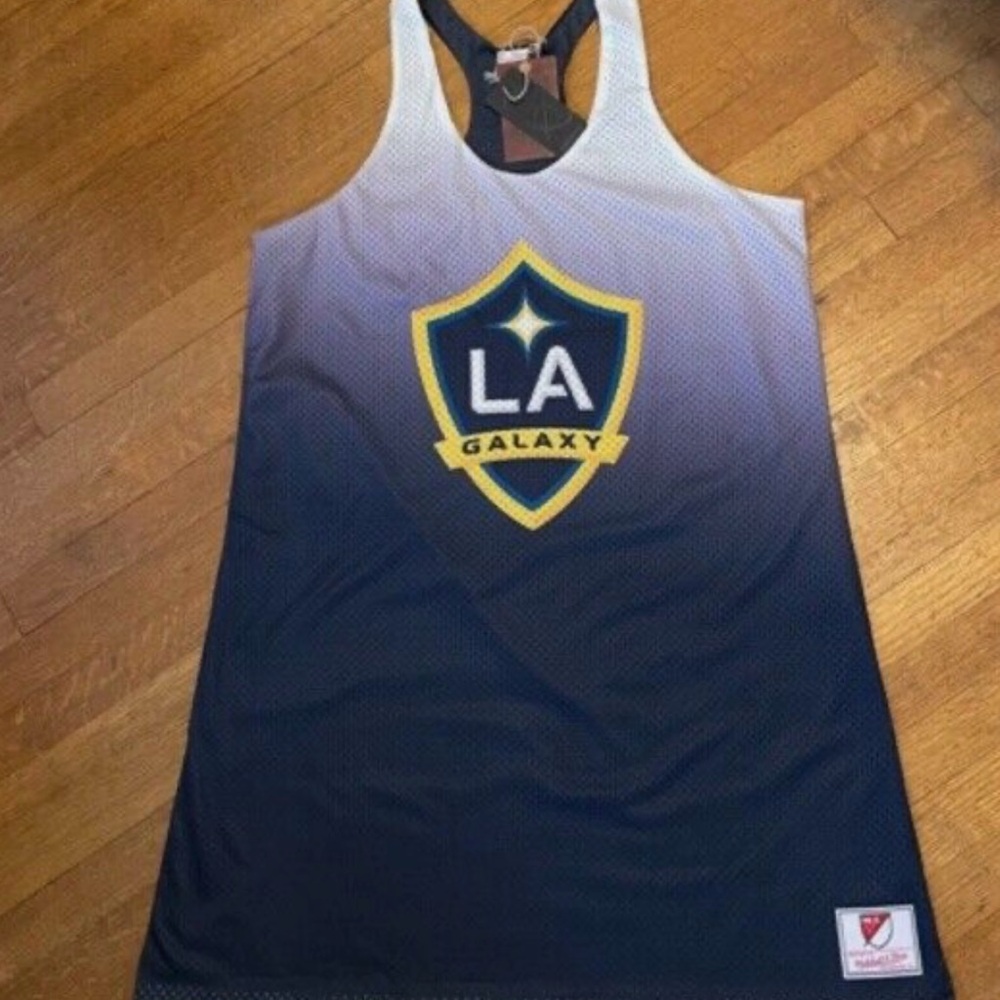 NWT Mitchell & Ness Women's Reversible LA L.A. Galaxy Mesh Tank Jersey Large